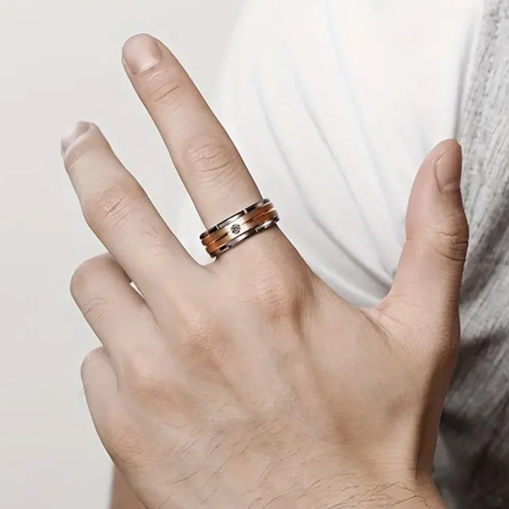 8mm Genuine Titanium Stainless Steel Unisex Commemorative Ring